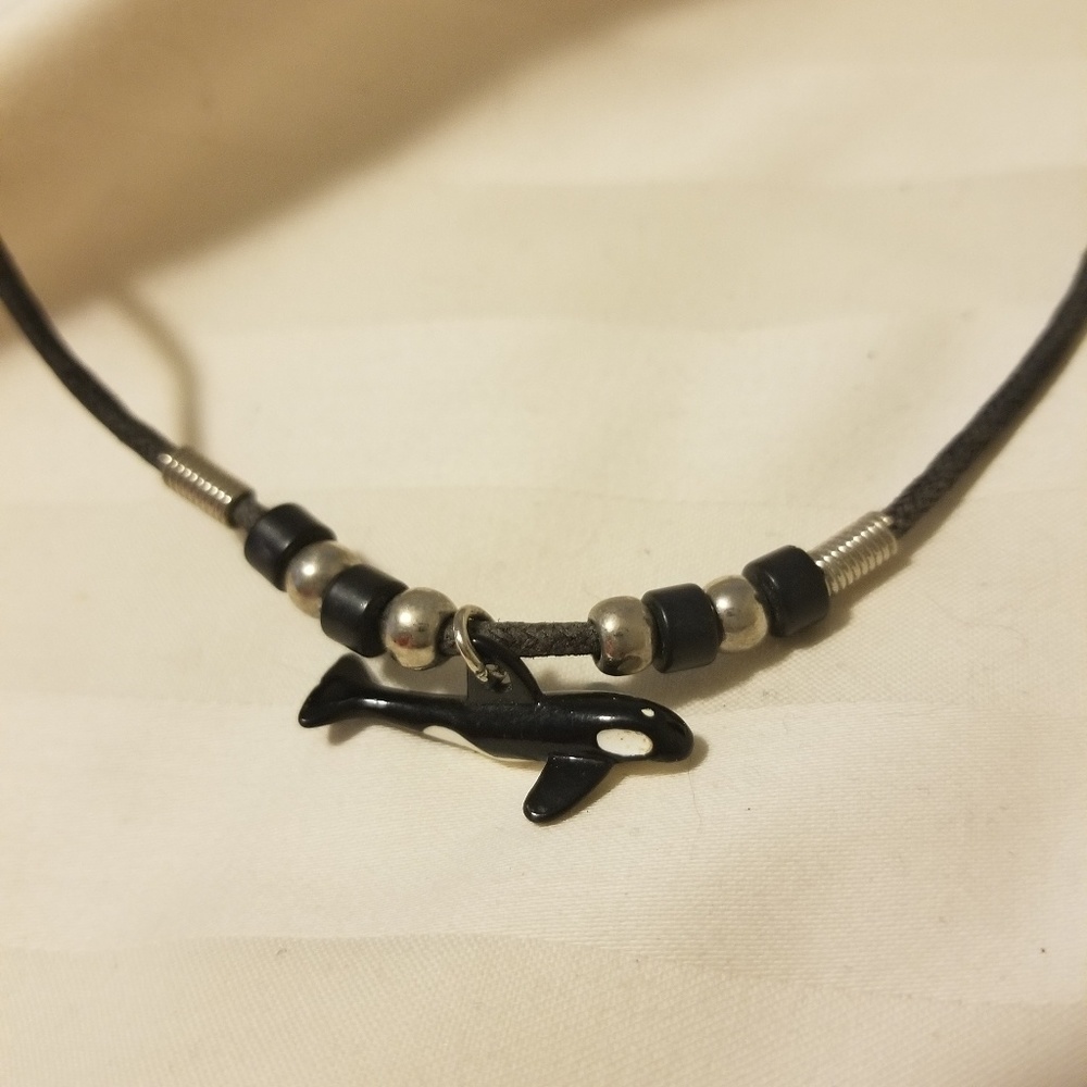 Unisex Orca Killer Whale Beaded Necklace